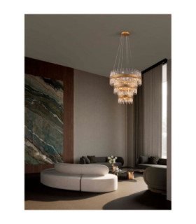 Crown Pendant Ceiling Light Satin Gold LED G9 42x5W-2