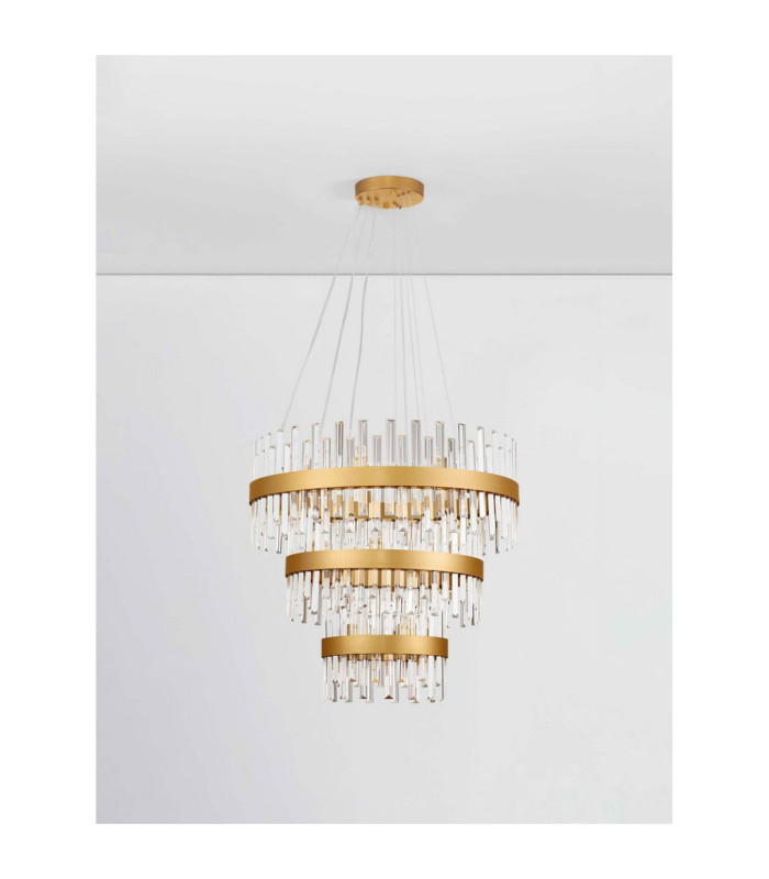 Crown Pendant Ceiling Light Satin Gold LED G9 42x5W-3