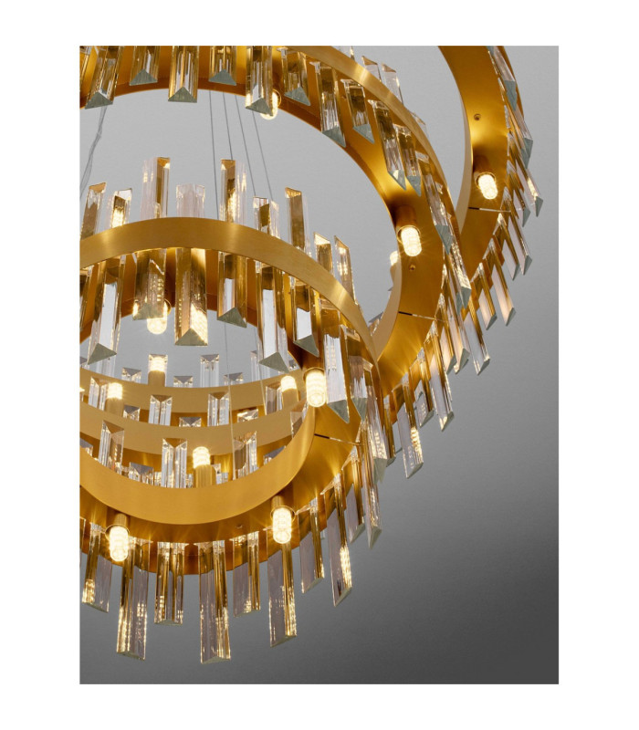 Crown Pendant Ceiling Light Satin Gold LED G9 42x5W-6