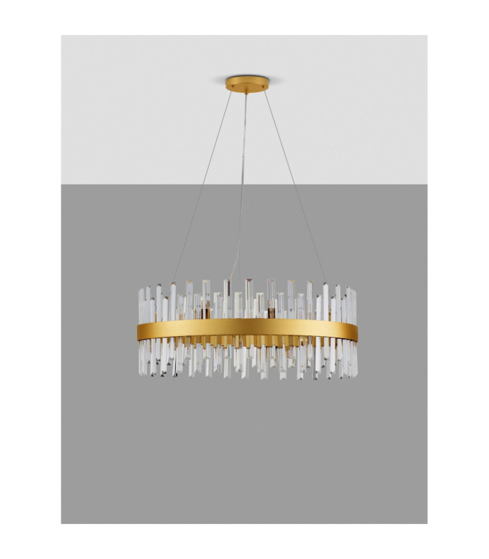 Crown Pendant Ceiling Light Satin Gold LED G9 18x5W-3
