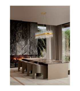 Crown Pendant Ceiling Light Satin Gold LED G9 28x5W-2