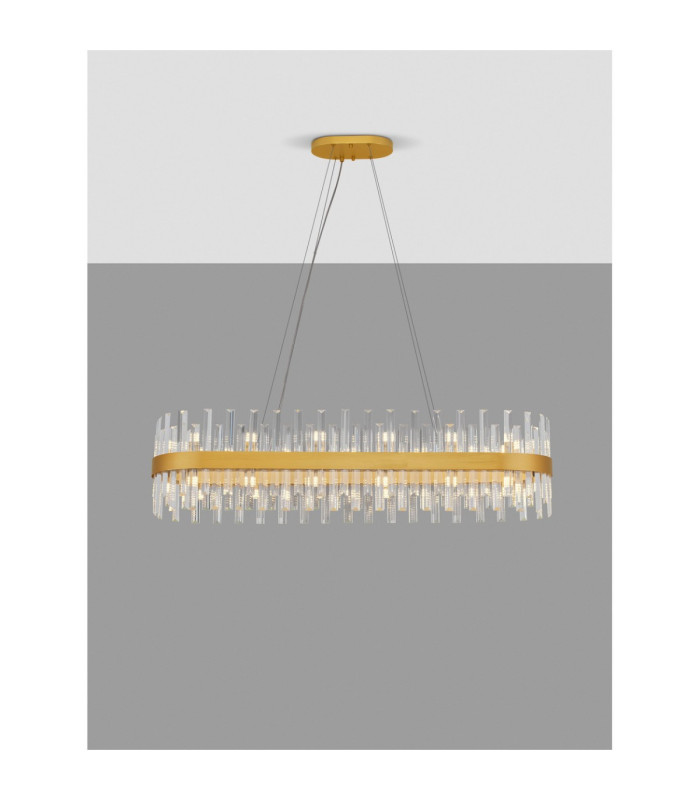 Crown Pendant Ceiling Light Satin Gold LED G9 28x5W-4