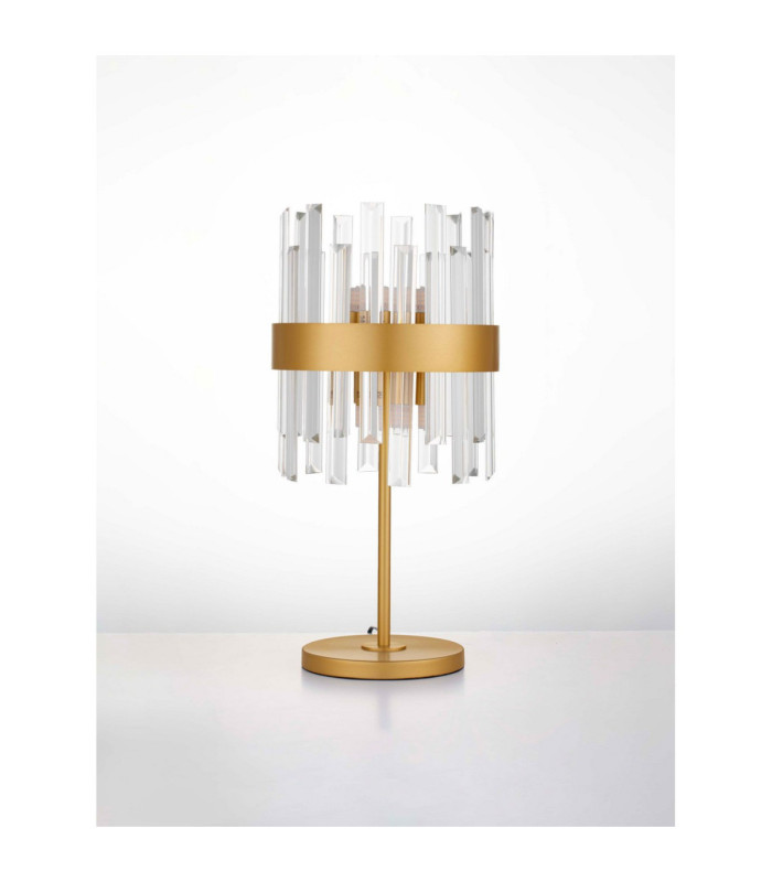 Crown Glass Table Lamp Satin Gold LED G9 6x5W-3