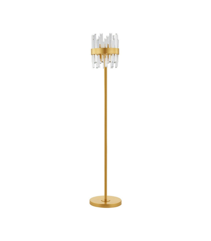 Crown Glass Floor Lamp Satin Gold LED G9 10x5W-1