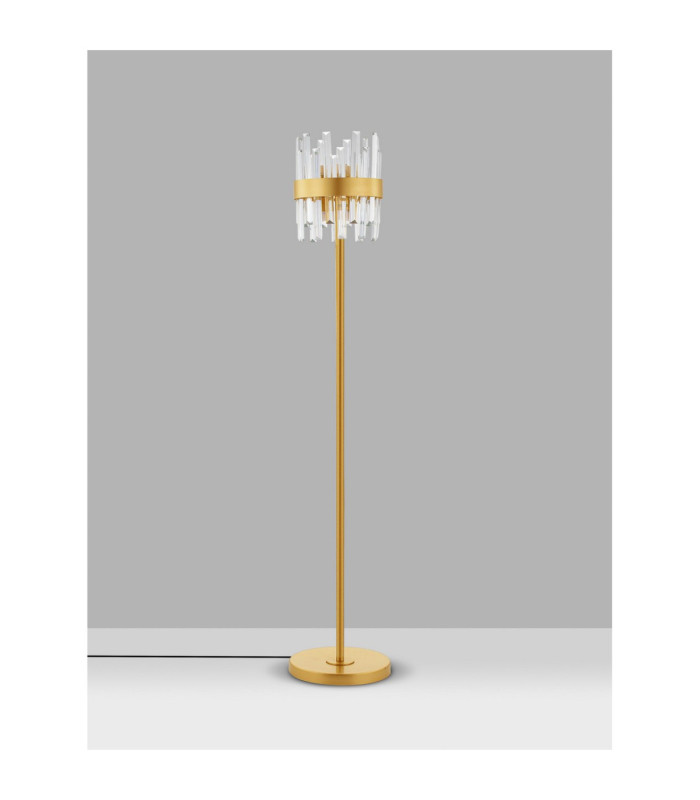Crown Glass Floor Lamp Satin Gold LED G9 10x5W-3
