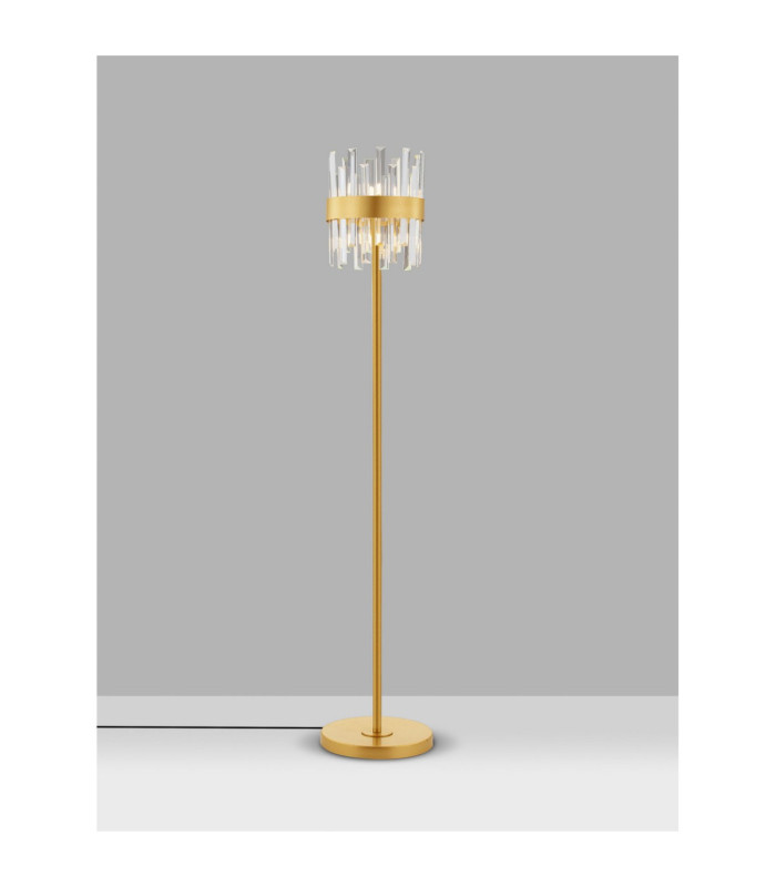 Crown Glass Floor Lamp Satin Gold LED G9 10x5W-4