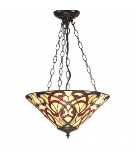 3 Light Medium Inverted Ceiling Pendant Bronze, Tiffany glass, E27 - 1