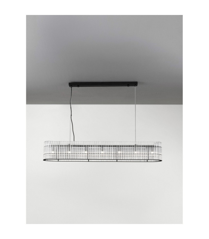 Barok Bar Pendant Ceiling Light Matt Black LED G9 7x5W-4