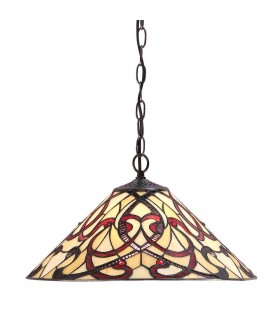 1 Light Medium Ceiling Pendant Dark Bronze, Tiffany glass, E27 - 1