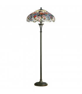 2 Light Floor Lamp Dark Bronze, Tiffany Glass, E27 - 1