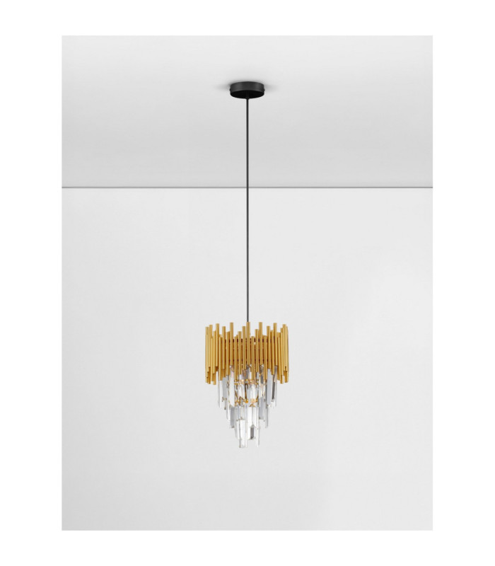 Magnolia Pendant Ceiling Light Sandy Black Gold E14 1x5W Crystals: 12 cm: 16pcs 9.8 cm: 16pcs-3