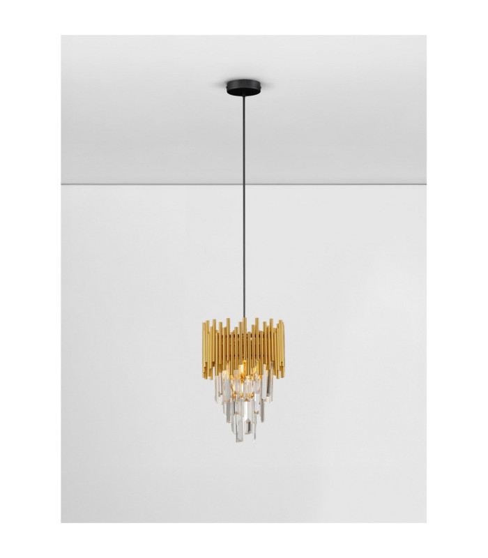 Magnolia Pendant Ceiling Light Sandy Black Gold E14 1x5W Crystals: 12 cm: 16pcs 9.8 cm: 16pcs-4