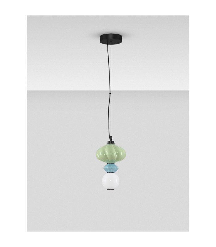 Oneta Slim Pendant Ceiling Light Sage Green Blue Matt Black Triac Dimmable LED 8W 520lm 3000K-3