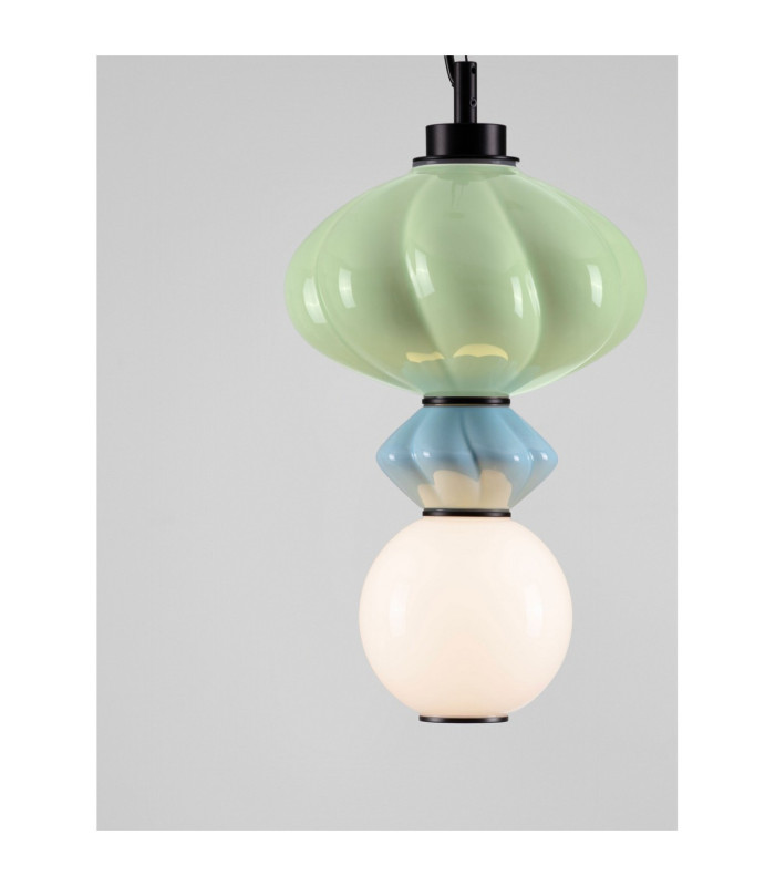 Oneta Slim Pendant Ceiling Light Sage Green Blue Matt Black Triac Dimmable LED 8W 520lm 3000K-5