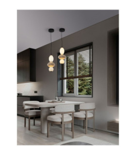 Oneta Slim Pendant Ceiling Light Beige Matt Black Triac Dimmable LED 18W 1170lm 3000K-2
