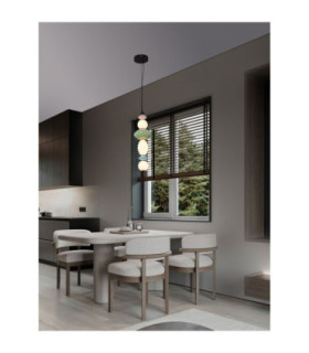 Oneta Slim Pendant Ceiling Light Sage Green Pink Blue Matt Black Triac Dimmable LED 23W 1495lm 3000K-2
