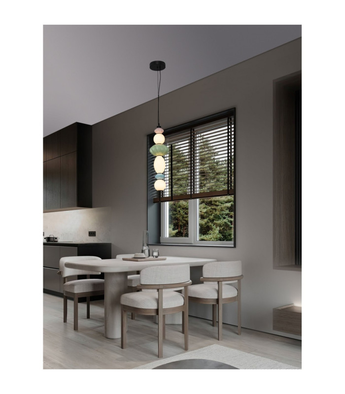 Oneta Slim Pendant Ceiling Light Sage Green Pink Blue Matt Black Triac Dimmable LED 23W 1495lm 3000K-2