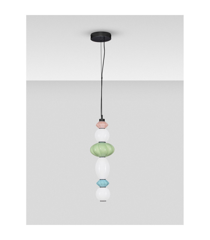 Oneta Slim Pendant Ceiling Light Sage Green Pink Blue Matt Black Triac Dimmable LED 23W 1495lm 3000K-3
