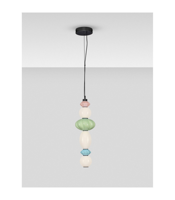 Oneta Slim Pendant Ceiling Light Sage Green Pink Blue Matt Black Triac Dimmable LED 23W 1495lm 3000K-4