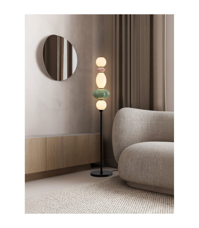 Oneta Floor Lamp Sage Pink Green Matt Black Dimmable LED 19W 1140lm 3000K-2