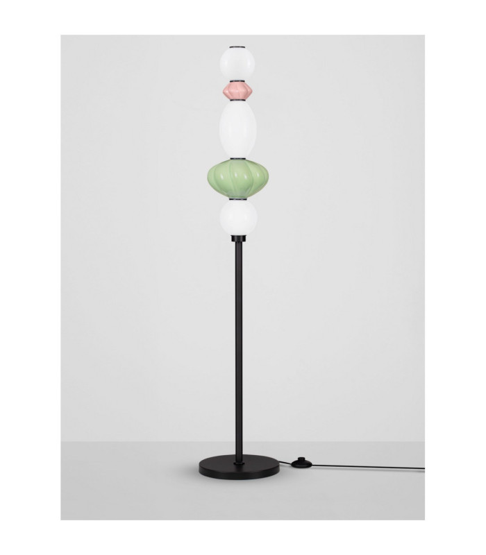 Oneta Floor Lamp Sage Pink Green Matt Black Dimmable LED 19W 1140lm 3000K-3