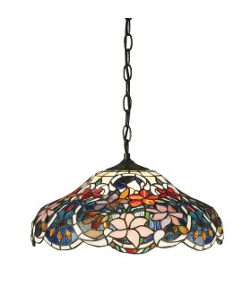 1 Light Medium Ceiling Pendant Dark Bronze, Tiffany glass, E27 - 1
