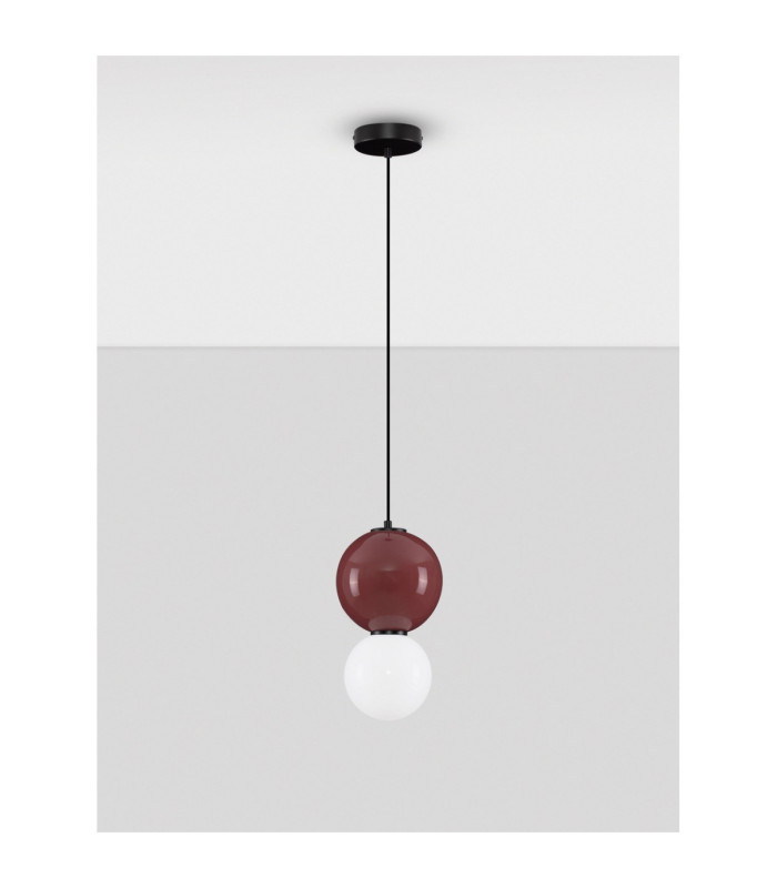 Noesis Globe Pendant Ceiling Light Bordeaux Matt Black LED 6W 360lm 3000K-3