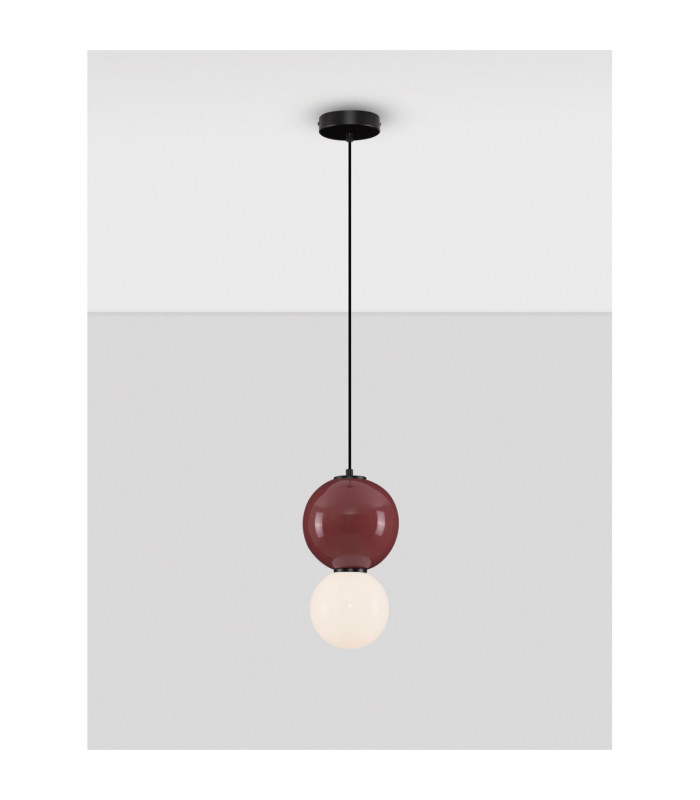 Noesis Globe Pendant Ceiling Light Bordeaux Matt Black LED 6W 360lm 3000K-4