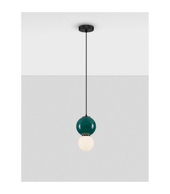 Noesis Slim Pendant Ceiling Light Green Matt Black LED 4W 240lm 3000K-4