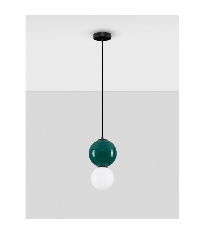 Noesis Slim Pendant Ceiling Light Green Matt Black LED 6W 360lm 3000K-3