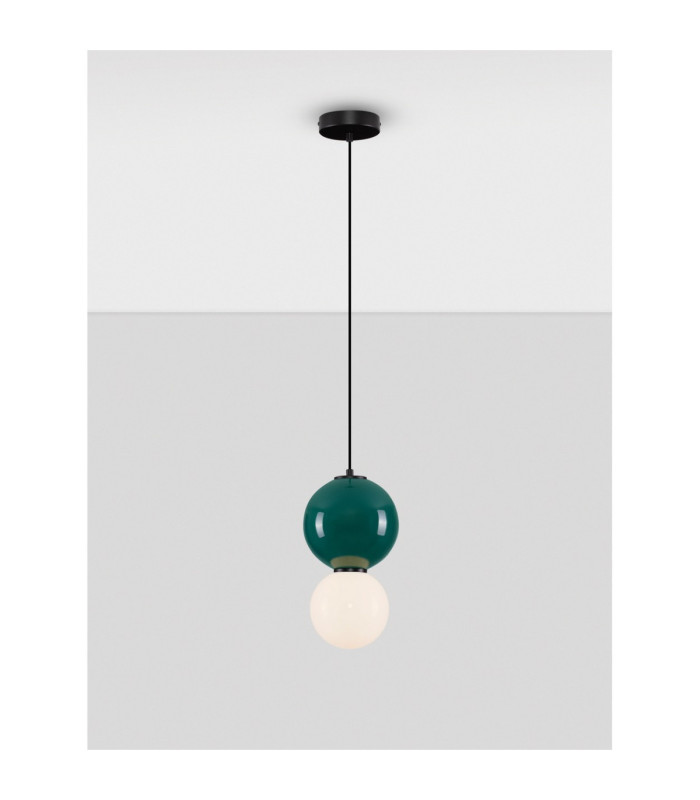 Noesis Slim Pendant Ceiling Light Green Matt Black LED 6W 360lm 3000K-4