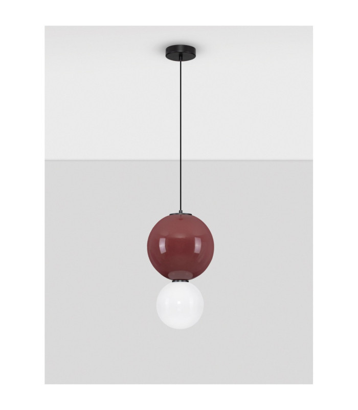 Noesis Globe Pendant Ceiling Light Bordeaux Matt Black LED 7W 420lm 3000K-3