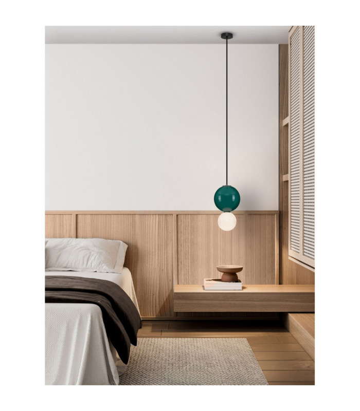 Noesis Globe Pendant Ceiling Light Green Matt Black LED 7W 420lm 3000K-2