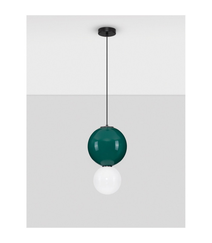 Noesis Globe Pendant Ceiling Light Green Matt Black LED 7W 420lm 3000K-3