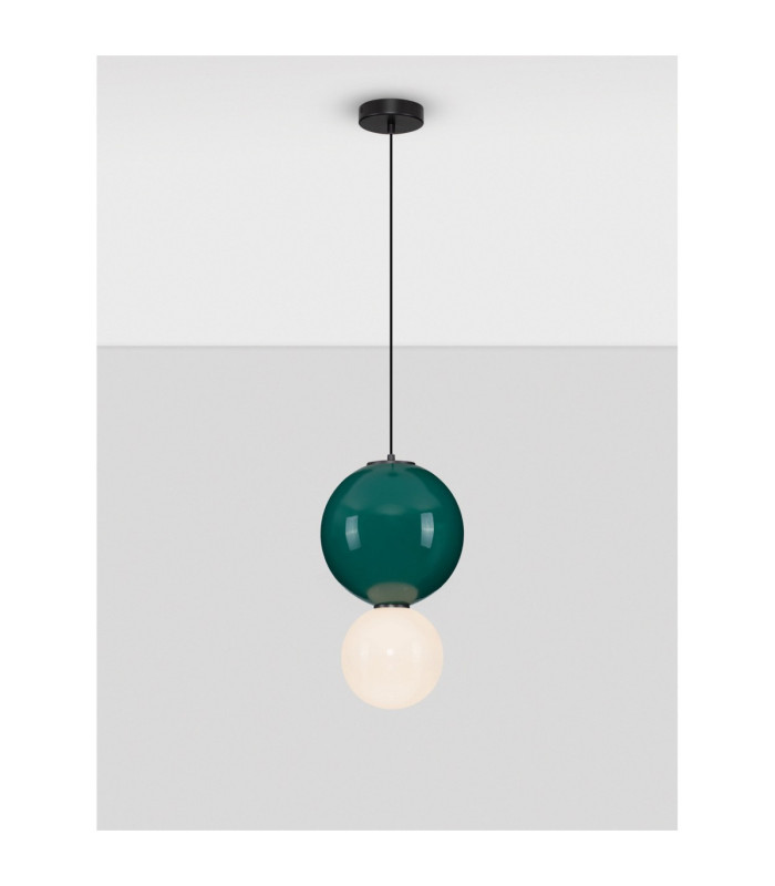 Noesis Globe Pendant Ceiling Light Green Matt Black LED 7W 420lm 3000K-4