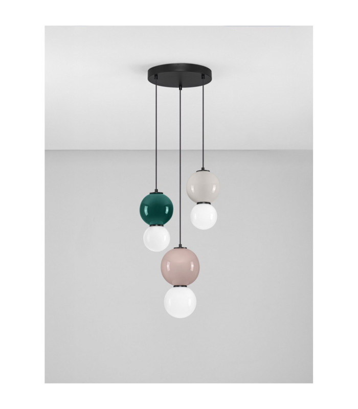 Noesis Cluster Pendant Ceiling Light Green Mocha Light Grey LED 14W 840lm 3000K-3