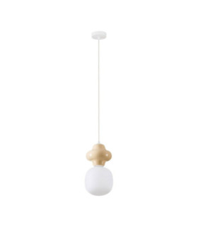 Clio Short Slim Pendant Ceiling Light Yellow Matt White E14 1x5W-1