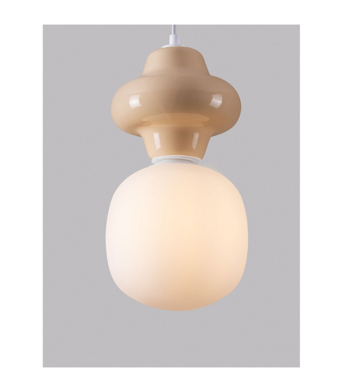 Clio Short Slim Pendant Ceiling Light Yellow Matt White E14 1x5W-5