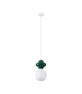 Clio Short Slim Pendant Ceiling Light Green Matt White E14 1x5W-1