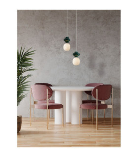 Clio Short Slim Pendant Ceiling Light Green Matt White E14 1x5W-2