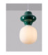 Clio Short Slim Pendant Ceiling Light Green Matt White E14 1x5W-6