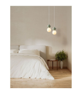 Clio Short Slim Pendant Ceiling Light Green Matt White E14 1x5W-2