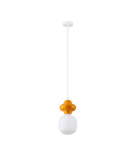 Clio Short Slim Pendant Ceiling Light Orange Matt White E14 1x5W-1