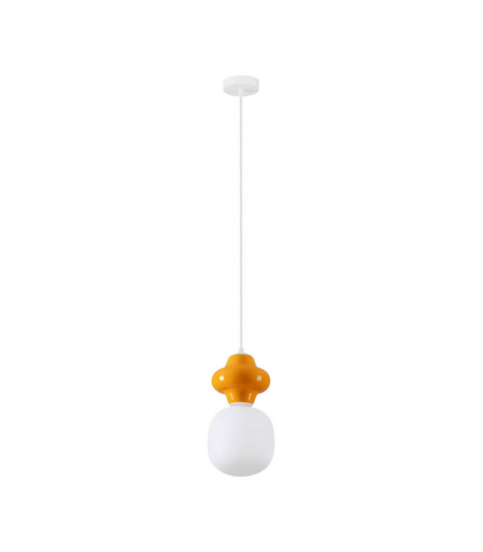 Clio Short Slim Pendant Ceiling Light Orange Matt White E14 1x5W-1
