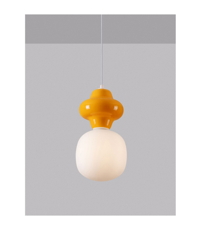 Clio Short Slim Pendant Ceiling Light Orange Matt White E14 1x5W-5