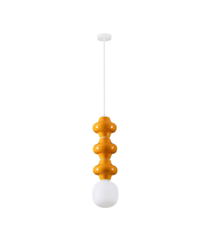 Clio Tall Slim Pendant Ceiling Light Orange Matt White E14 1x5W-1