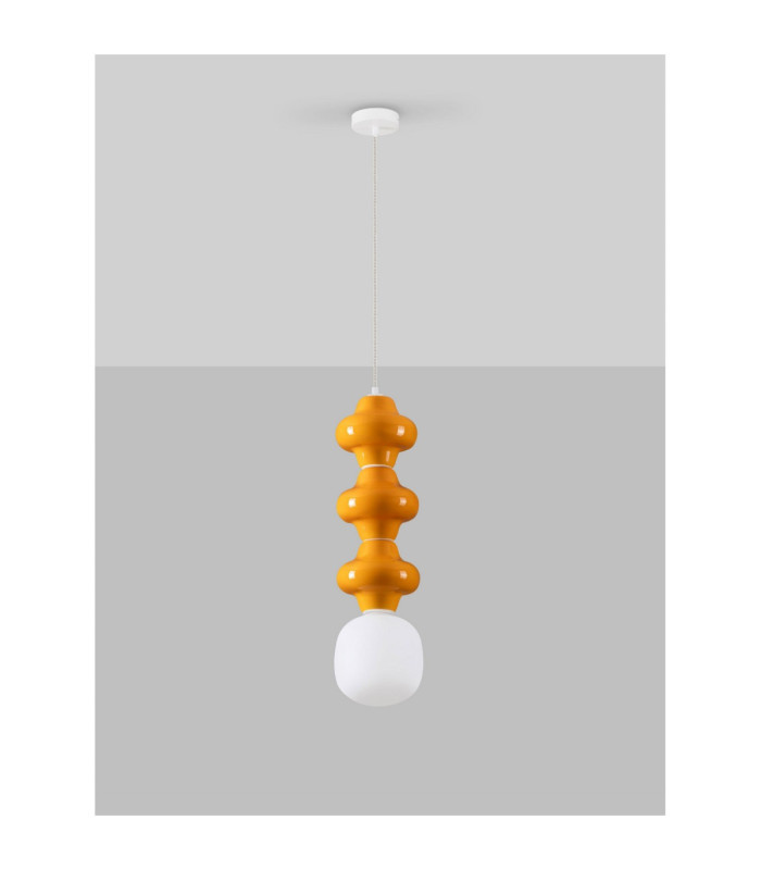 Clio Tall Slim Pendant Ceiling Light Orange Matt White E14 1x5W-3