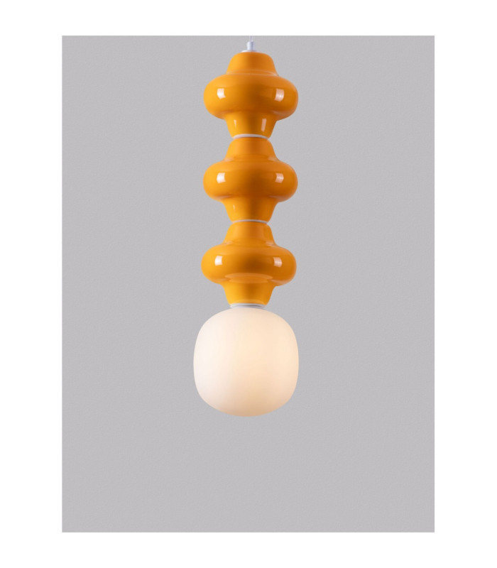 Clio Tall Slim Pendant Ceiling Light Orange Matt White E14 1x5W-5