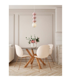 Clio Tall Slim Pendant Ceiling Light Pink Matt White E14 1x5W-2