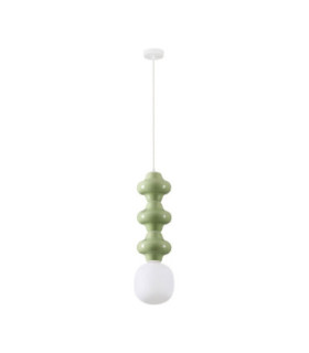 Clio Tall Slim Pendant Ceiling Light Green Matt White E14 1x5W-1